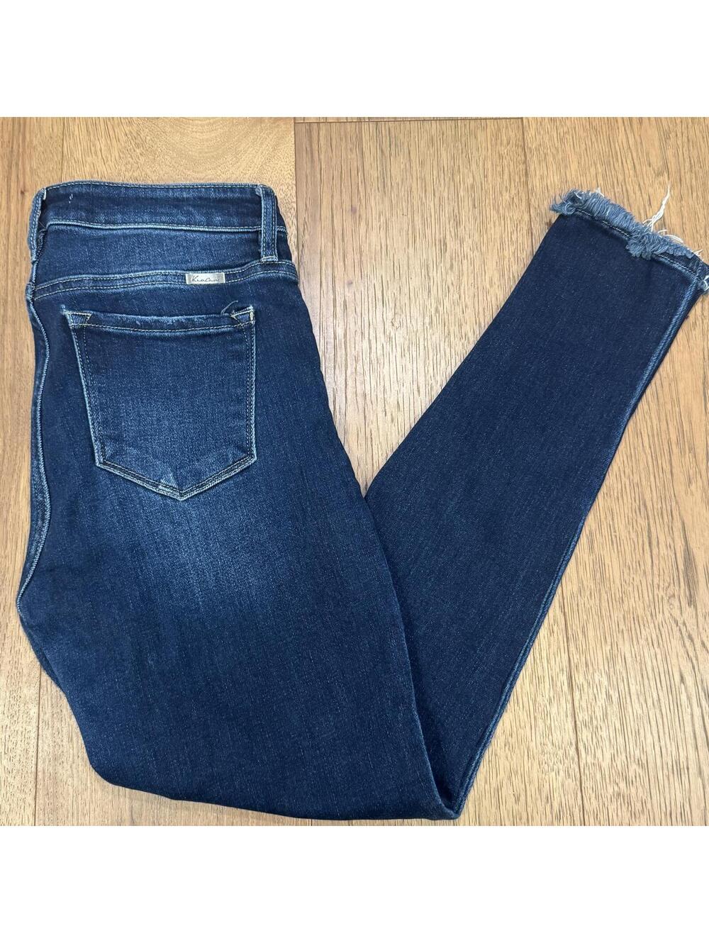 Kancan Dark Blue Skinny Jeans with Raw Hem 9/28